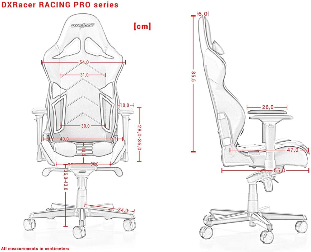 silla gaming DxRacer Racing PRO dimensiones